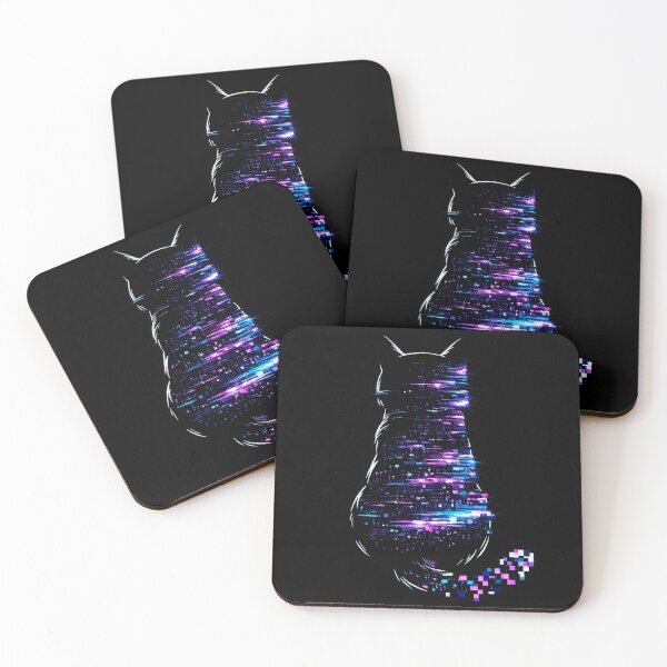 Item preview, Neon Cyberpunk Cat Silhouette Glitch Art Retro Future designed and sold by RebelStatic.