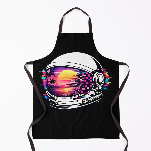 Item preview, Vaporwave Astronaut Helmet with Glitch Synthwave Beach Sunset designed and sold by RebelStatic.