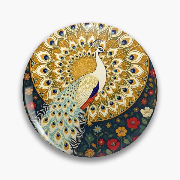 Artikelvorschau, Weißgoldener Pfau – Florale Eleganz im Jugendstil entworfen und verkauft von EmeraldeaArt.