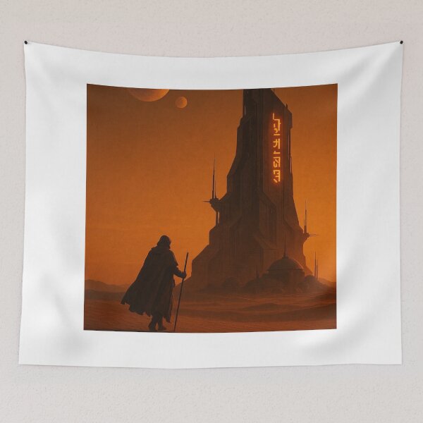 Item preview, Lonely Wanderer Approaching Desert Monolith Fortress designed and sold by NiceArtsPlace.
