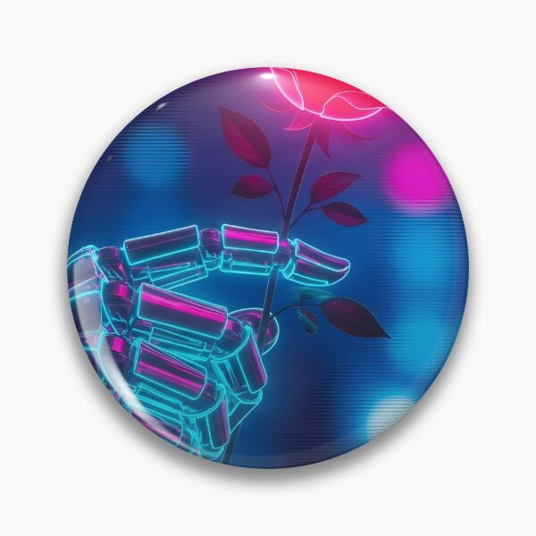 Item preview, Cyberpunk Romance - Neon Robot Hand Holding a Rose designed and sold by powersunlight.