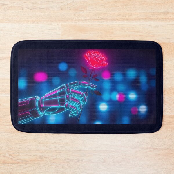 Item preview, Cyberpunk Romance - Neon Robot Hand Holding a Rose designed and sold by powersunlight.
