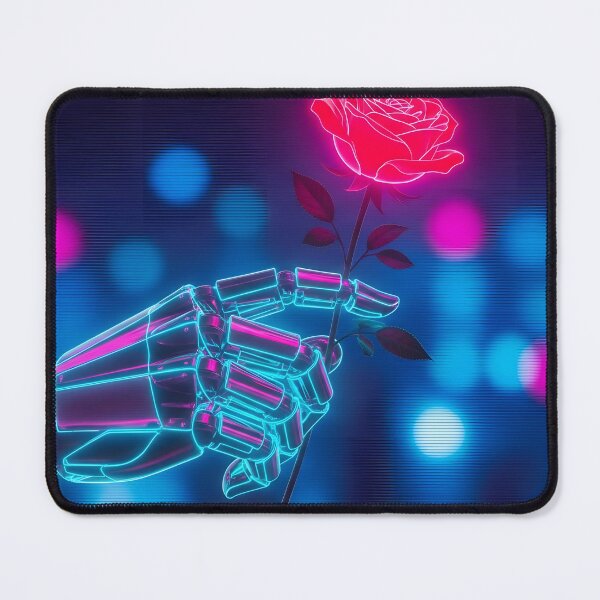 Item preview, Cyberpunk Romance - Neon Robot Hand Holding a Rose designed and sold by powersunlight.