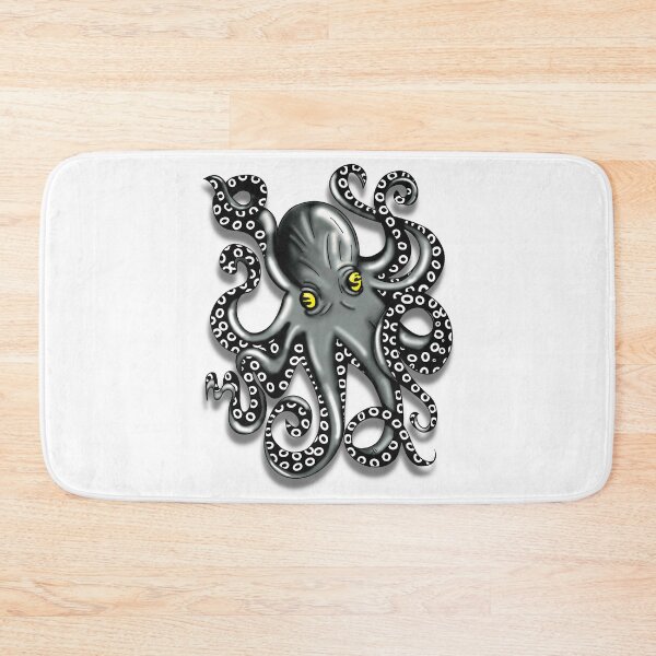 Item preview, Black and White Octopus Yellow Eyes | Minimalist Ocean Art designed and sold by MFGB-Creations.