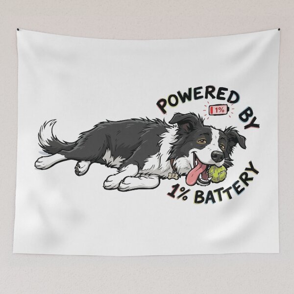 Item preview, Powered By One Percent Battery Funny Border Collie designed and sold by Petzzz.