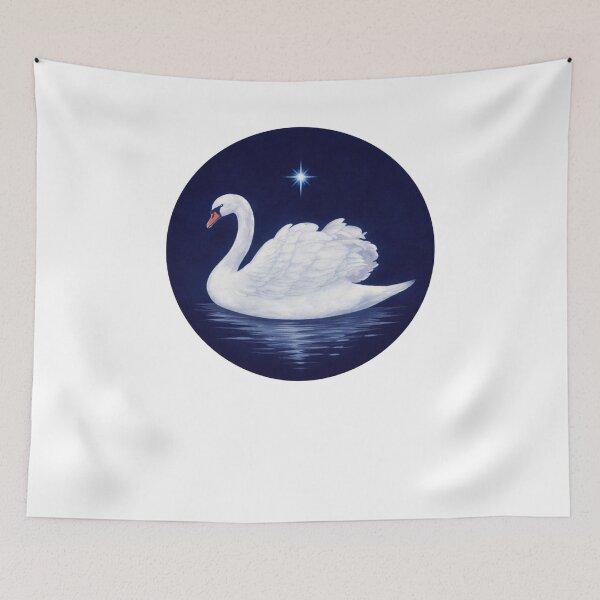 Item preview, Vintage Night Swan Under Starry Sky designed and sold by krystalRomanart.