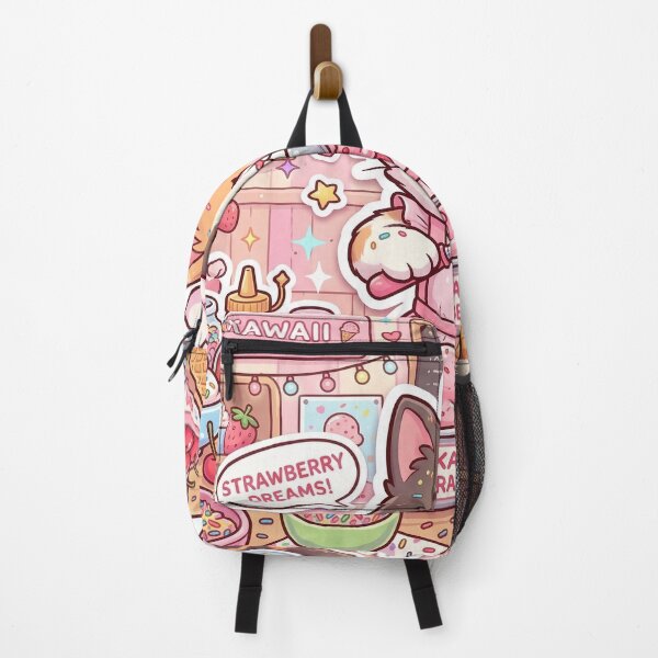 Item preview, Kawaii Cat Ice Cream Shop – Cute Strawberry Ice Cream Kitten Sticker designed and sold by Furfolkz.