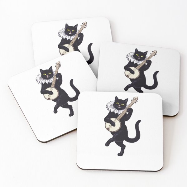 Item preview, The Black Cat Playing Banjo Vintage designed and sold by krystalRomanart.