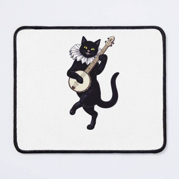 Item preview, The Black Cat Playing Banjo Vintage designed and sold by krystalRomanart.