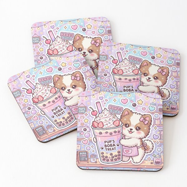 Item preview, Kawaii Puppy Boba Tea – Cute Pastel Bubble Tea Dog Sticker designed and sold by Furfolkz.
