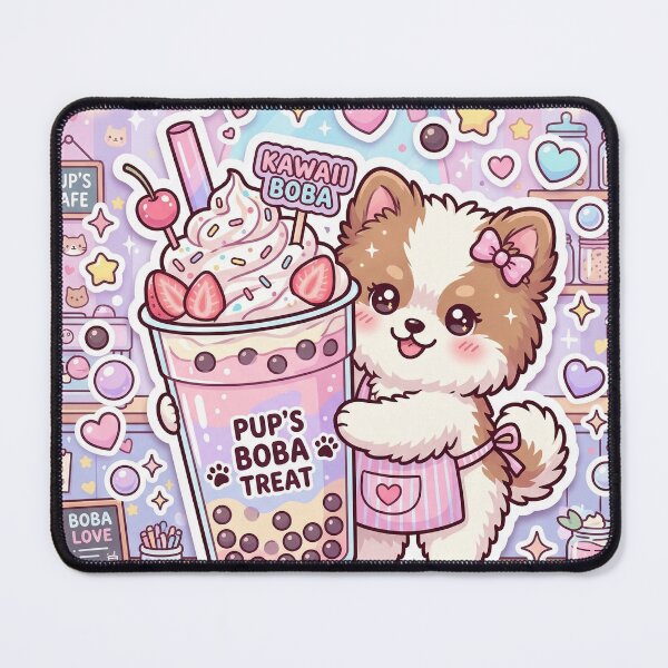Item preview, Kawaii Puppy Boba Tea – Cute Pastel Bubble Tea Dog Sticker designed and sold by Furfolkz.