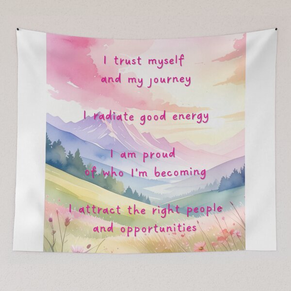 Item preview, Positive Affirmations Pastel Mountain Scene designed and sold by Imagined Creations .