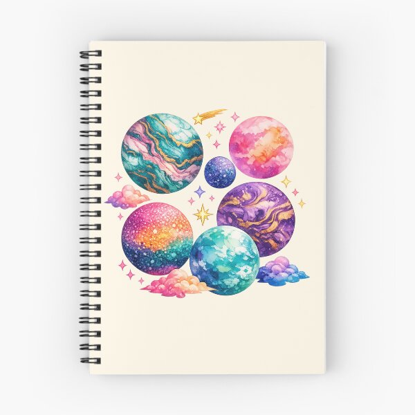 Item preview, Colorful planets with different artistic styles (watercolor, marble, pointillism) designed and sold by Moonshroomarts.