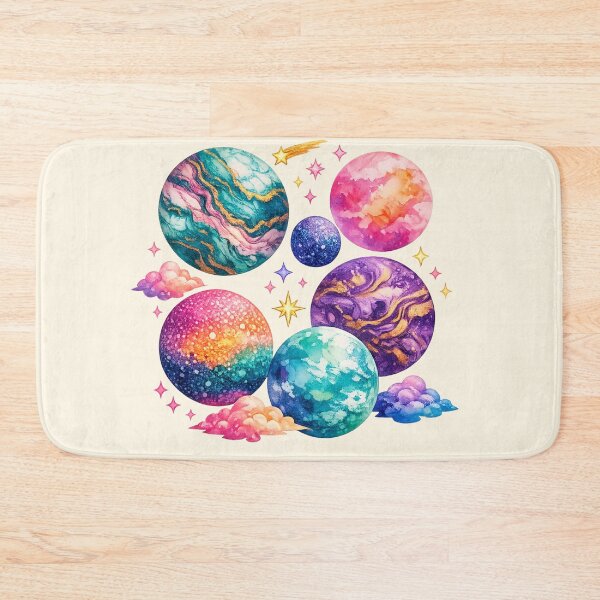 Item preview, Colorful planets with different artistic styles (watercolor, marble, pointillism) designed and sold by Moonshroomarts.