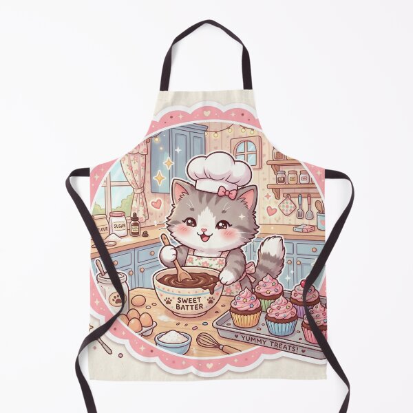 Item preview, Kawaii Cat Baking Cupcakes – Cute Pastel Baker Kitten Sticker designed and sold by Furfolkz.