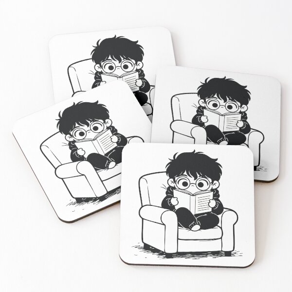 Item preview, Child Reading Cozy Armchair Black and White designed and sold by PixelStudioBe.