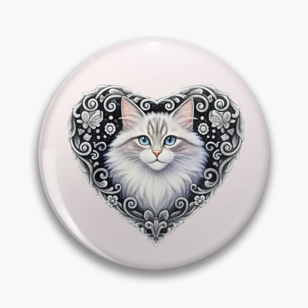 Item preview, White Cat Lace Heart – Elegant Feline Portrait designed and sold by Good Vibes .