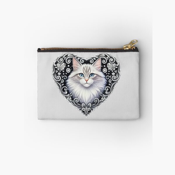 Item preview, White Cat Lace Heart – Elegant Feline Portrait designed and sold by Good Vibes .
