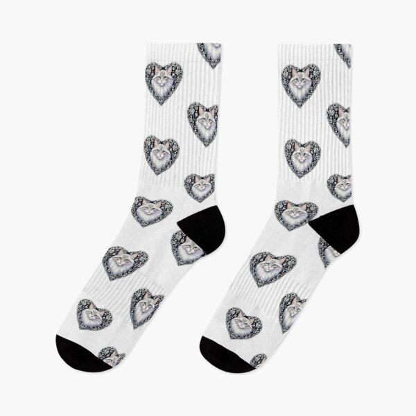 Item preview, White Cat Lace Heart – Elegant Feline Portrait designed and sold by Good Vibes .