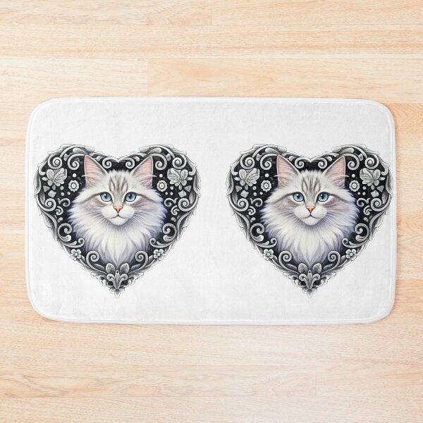 Item preview, White Cat Lace Heart – Elegant Feline Portrait designed and sold by Good Vibes .