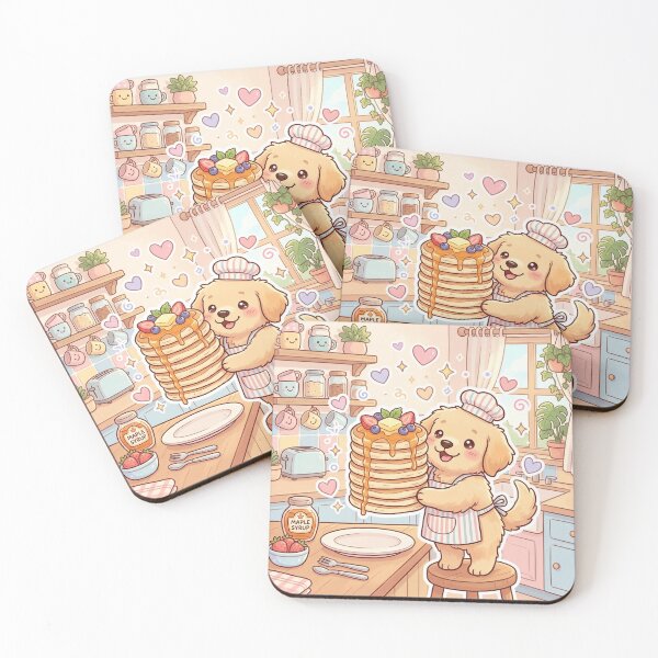 Item preview, Kawaii Puppy Pancake Chef – Cute Dog Making Pancakes Sticker designed and sold by Furfolkz.