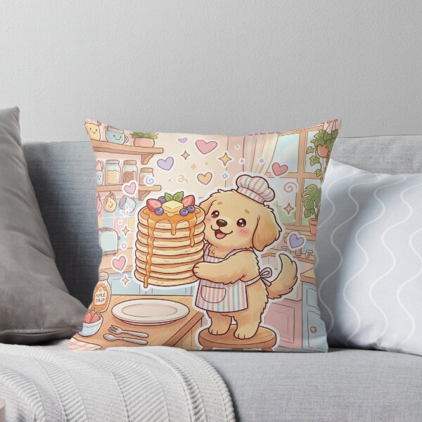 Item preview, Kawaii Puppy Pancake Chef – Cute Dog Making Pancakes Sticker designed and sold by Furfolkz.