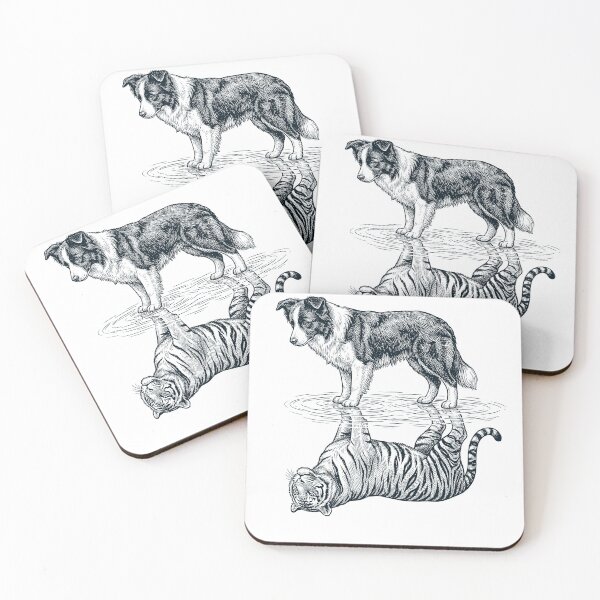 Item preview, Vintage Border Collie Reflection Tiger Dog Lover designed and sold by DoodleTortle.