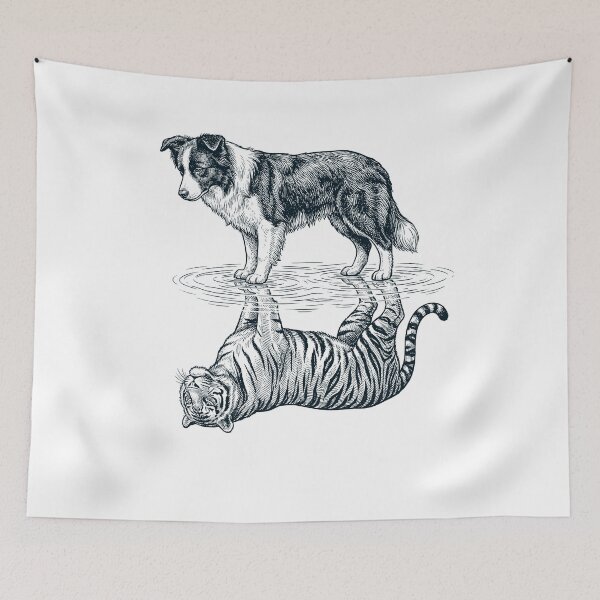 Item preview, Vintage Border Collie Reflection Tiger Dog Lover designed and sold by DoodleTortle.