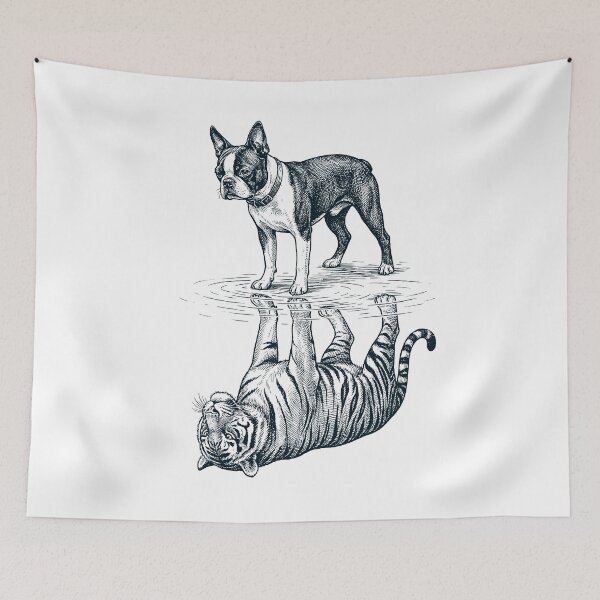 Item preview, Vintage Boston Terrier Reflection Tiger Dog Lover designed and sold by DoodleTortle.