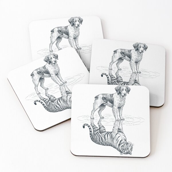 Item preview, Vintage Brittany Reflection Tiger Dog Lover designed and sold by DoodleTortle.