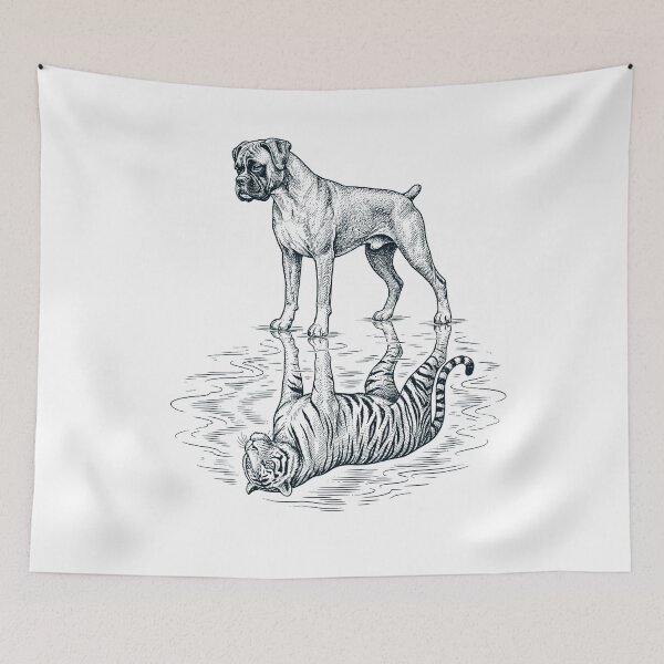Item preview, Vintage Boxer Dog Reflection Tiger Dog Lover designed and sold by DoodleTortle.