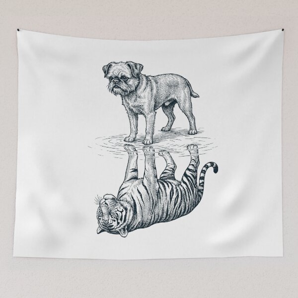 Item preview, Vintage Brussels Griffon Reflection Tiger Dog Lover designed and sold by DoodleTortle.