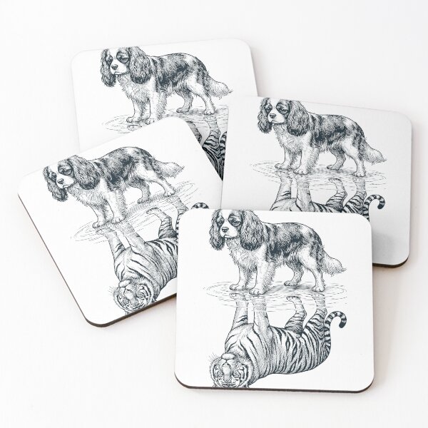 Item preview, Vintage Cavalier King Charles Spaniel Reflection Tiger Dog Lover designed and sold by DoodleTortle.