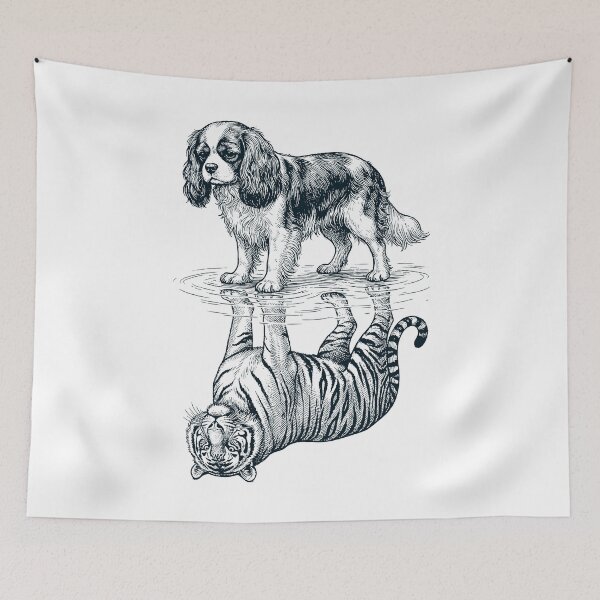Item preview, Vintage Cavalier King Charles Spaniel Reflection Tiger Dog Lover designed and sold by DoodleTortle.
