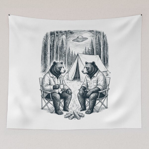 Item preview, Vintage Bear Camping UFO Animal Lover designed and sold by TerryConnells.