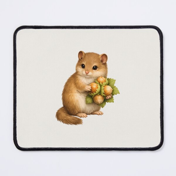 Item preview, Hazel Dormouse with Hazelnut Cluster Illustration designed and sold by Ombrya.