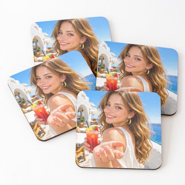 Item preview, POV Santorini Summer Date with Red Cocktail designed and sold by NiceArtsPlace.