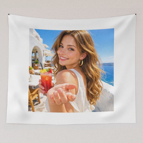 Item preview, POV Santorini Summer Date with Red Cocktail designed and sold by NiceArtsPlace.