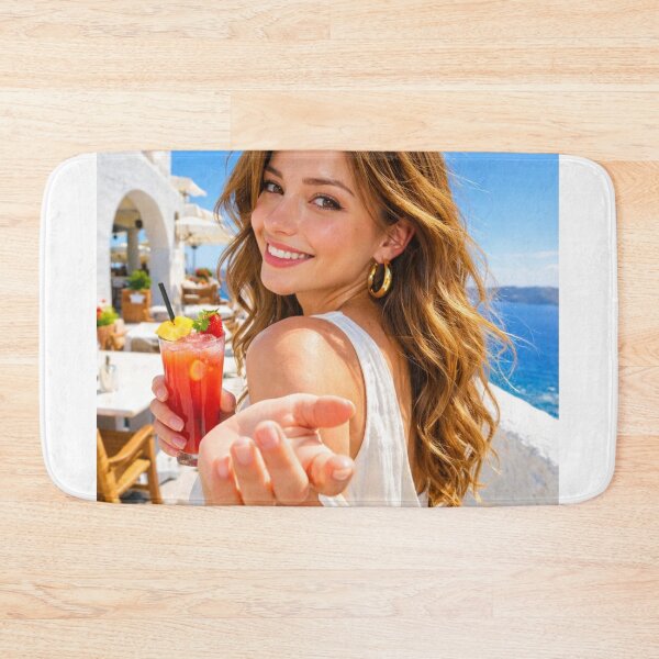 Item preview, POV Santorini Summer Date with Red Cocktail designed and sold by NiceArtsPlace.