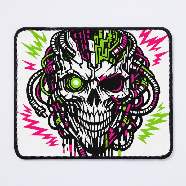 Item preview, Cybergothic skull with neon accents designed and sold by ZenRave Designs.
