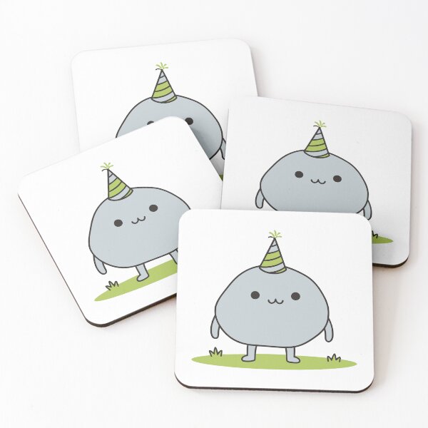 Item preview, Cute Round Blue Blob Wearing Striped Party Hat designed and sold by mseymo.