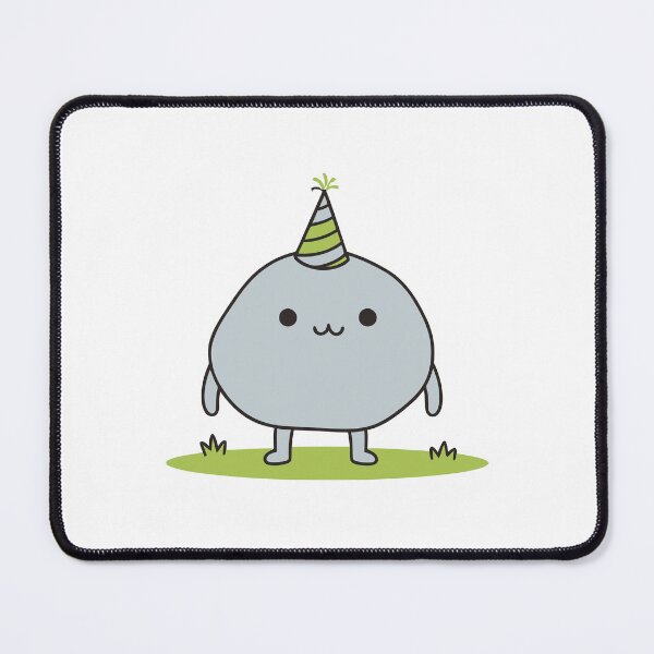 Item preview, Cute Round Blue Blob Wearing Striped Party Hat designed and sold by mseymo.