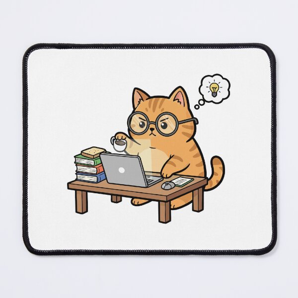 Item preview, Orange Tabby Cat Working on Laptop with Coffee designed and sold by mseymo.