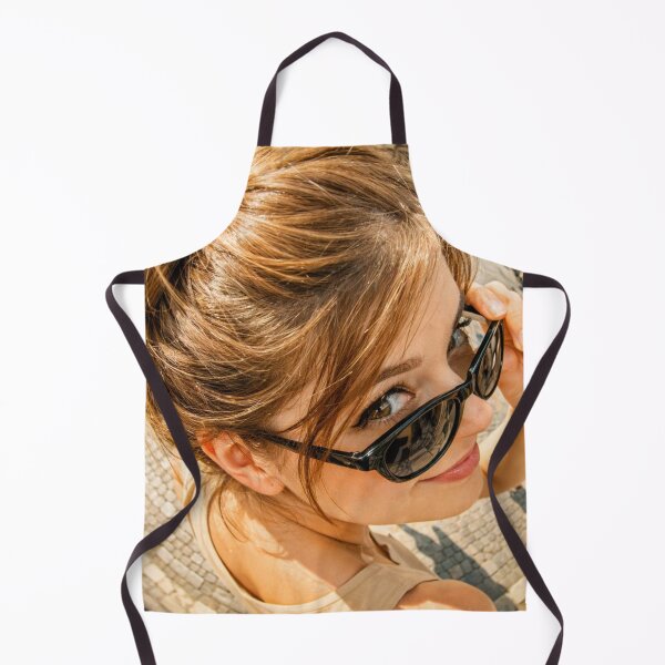 Item preview, Girl Peeking Over Sunglasses in Historic European Plaza designed and sold by NiceArtsPlace.