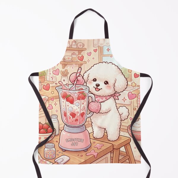 Item preview, Kawaii Bichon Dog Making Strawberry Smoothie – Cute Pastel Bakery Puppy Art designed and sold by Furfolkz.