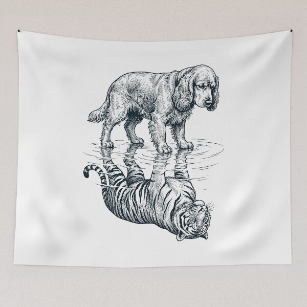 Item preview, Vintage Cocker Spaniel Reflection Tiger Dog Lover designed and sold by DoodleTortle.
