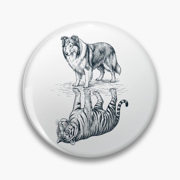 Item preview, Vintage Collie Reflection Tiger Dog Lover designed and sold by DoodleTortle.