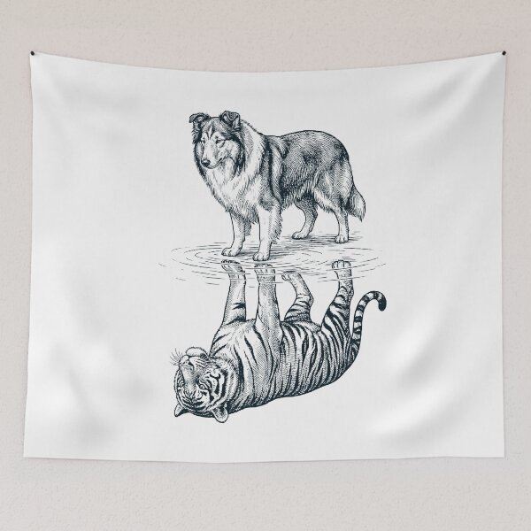 Item preview, Vintage Collie Reflection Tiger Dog Lover designed and sold by DoodleTortle.