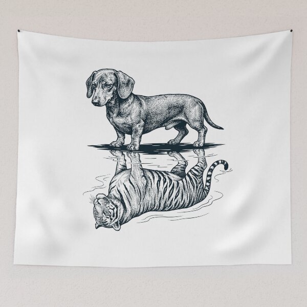 Item preview, Vintage Dachshund Reflection Tiger Dog Lover designed and sold by DoodleTortle.