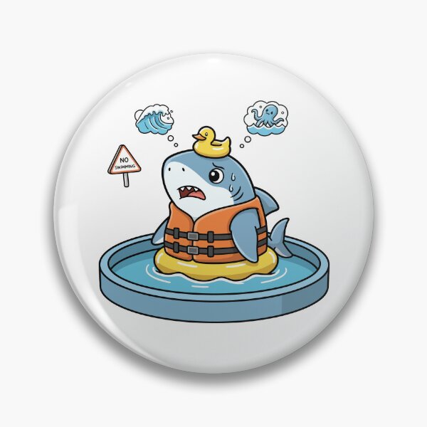 Item preview, Nervous Shark Wearing Life Jacket in Pool designed and sold by mseymo.